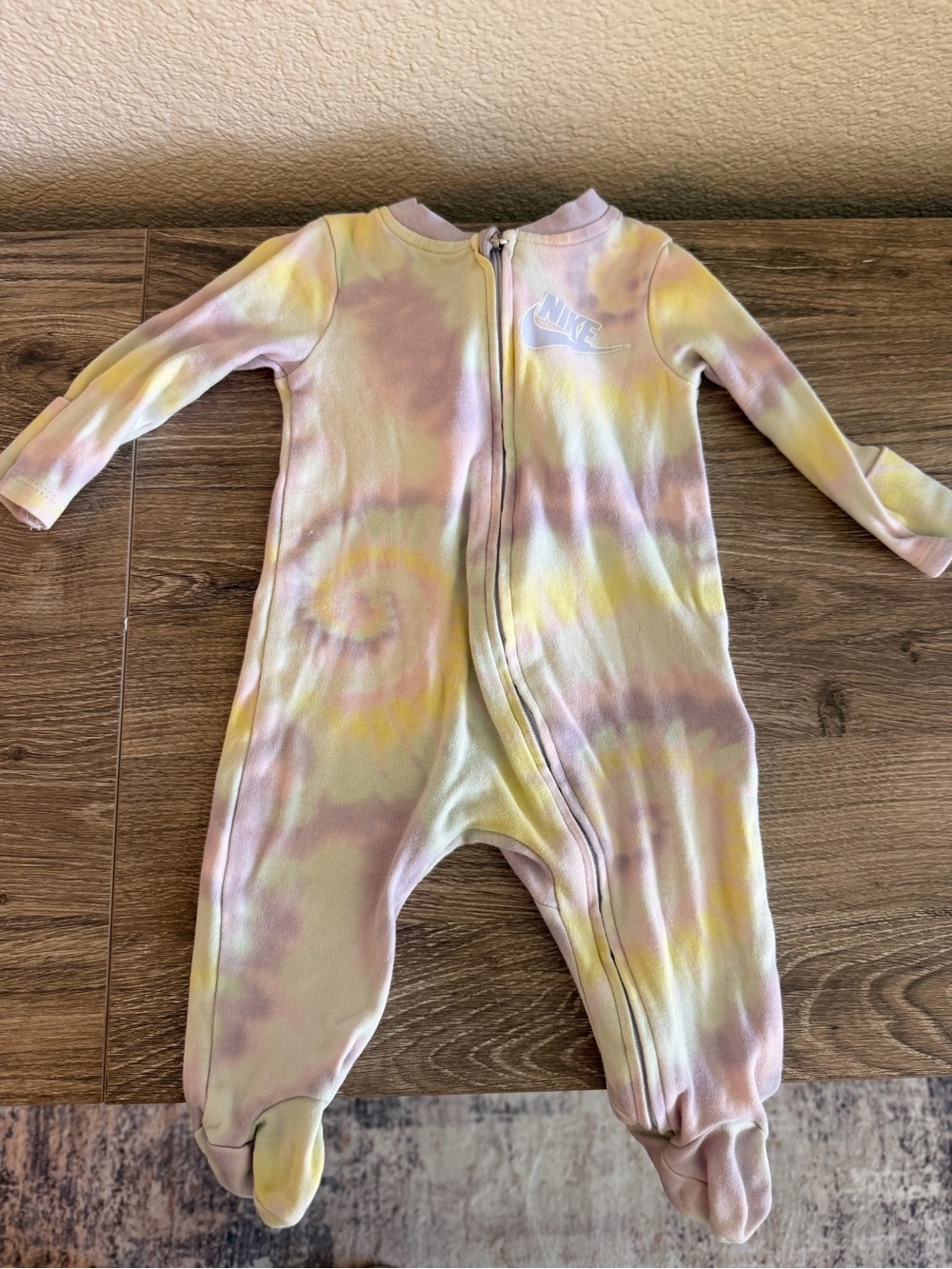 Nike Kids Tie-Dye Footed One-Piece - Yellow & Pink